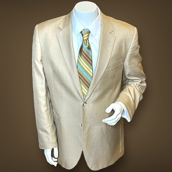 Jos. A. Bank Men’s Wool/Silk/Ramie Blend Beige Blazer - Size 44L - Picture 1 of 11